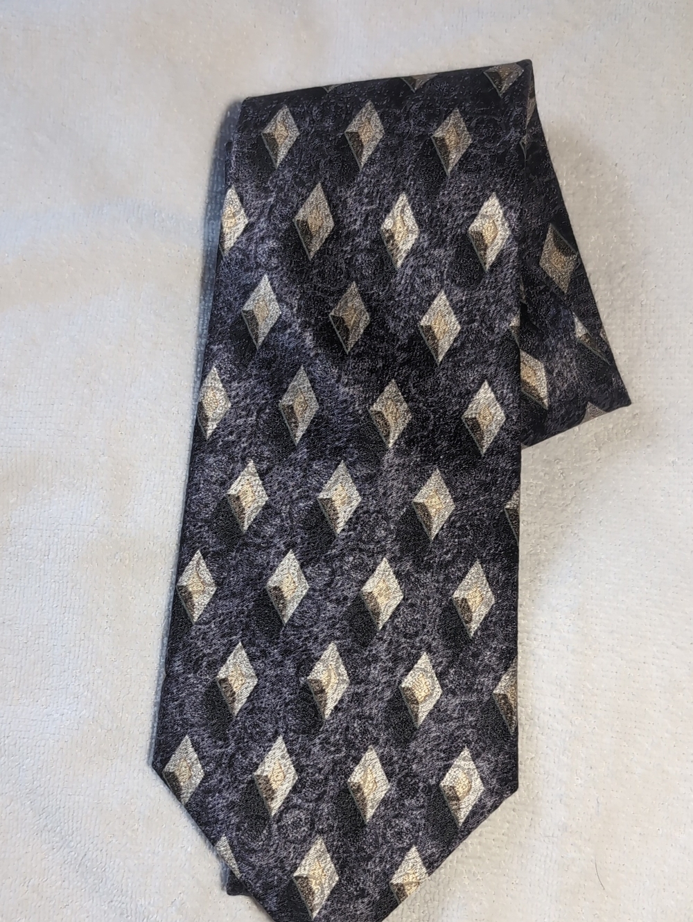 BURMA BIBAS Men's Silk Vintage Woven Diamond Pattern Neck Tie - Classic Size
